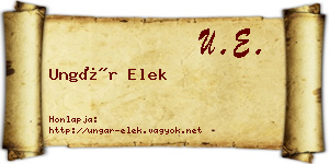 Ungár Elek névjegykártya